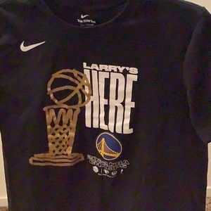 “Larry’s Here”:Golden State Warriors 2022 NBA Champs Nike Tee Shirt
